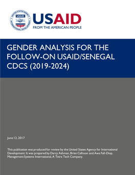 G Gender Analysis for the Follow-On Usaid/Senegal