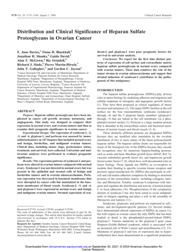 Distribution and Clinical Significance of Heparan Sulfate Proteoglycans in Ovarian Cancer