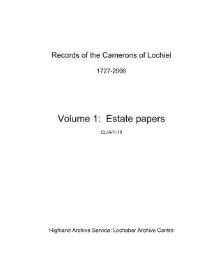 Cameron of Lochiel Estate Papers CL A