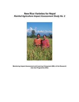 New Rice Varieties for Nepal Rainfed Agriculture Impact Assessment Study No