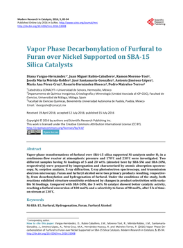 Vapor Phase Decarbonylation of Furfural to Furan Over Nickel Supported on SBA-15 Silica Catalysts
