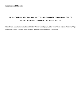 Supplemental Material DLG5 CONNECTS CELL POLARITY AND