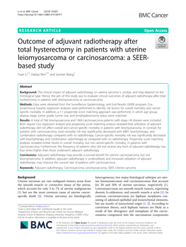 Outcome of Adjuvant Radiotherapy After Total Hysterectomy in Patients