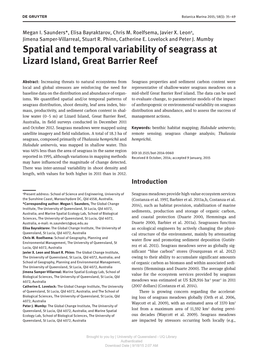 Spatial and Temporal Variability of Seagrass at Lizard Island, Great Barrier Reef