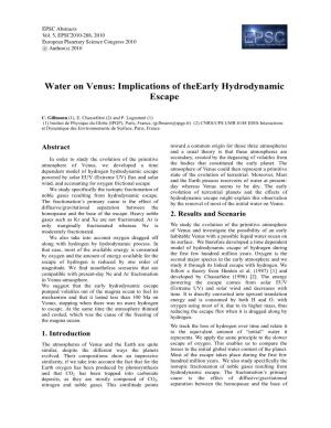 Water on Venus: Implications of Theearly Hydrodynamic Escape