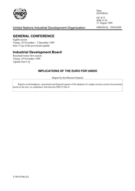 GENERAL CONFERENCE Industrial Development Board