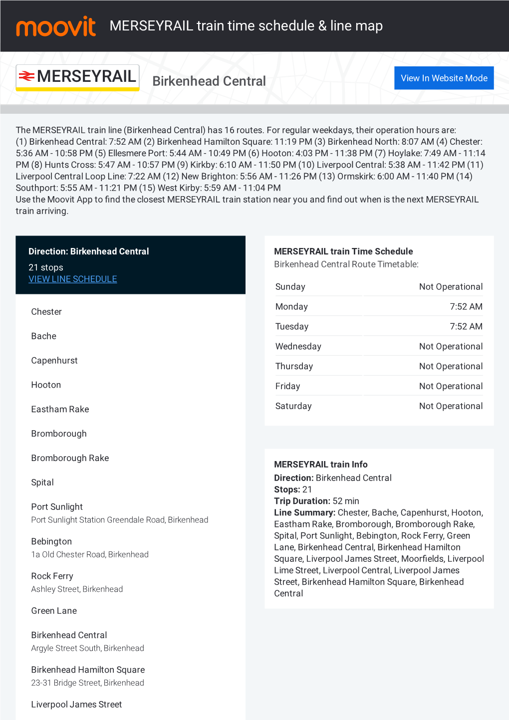 MERSEYRAIL Train Time Schedule & Line Route