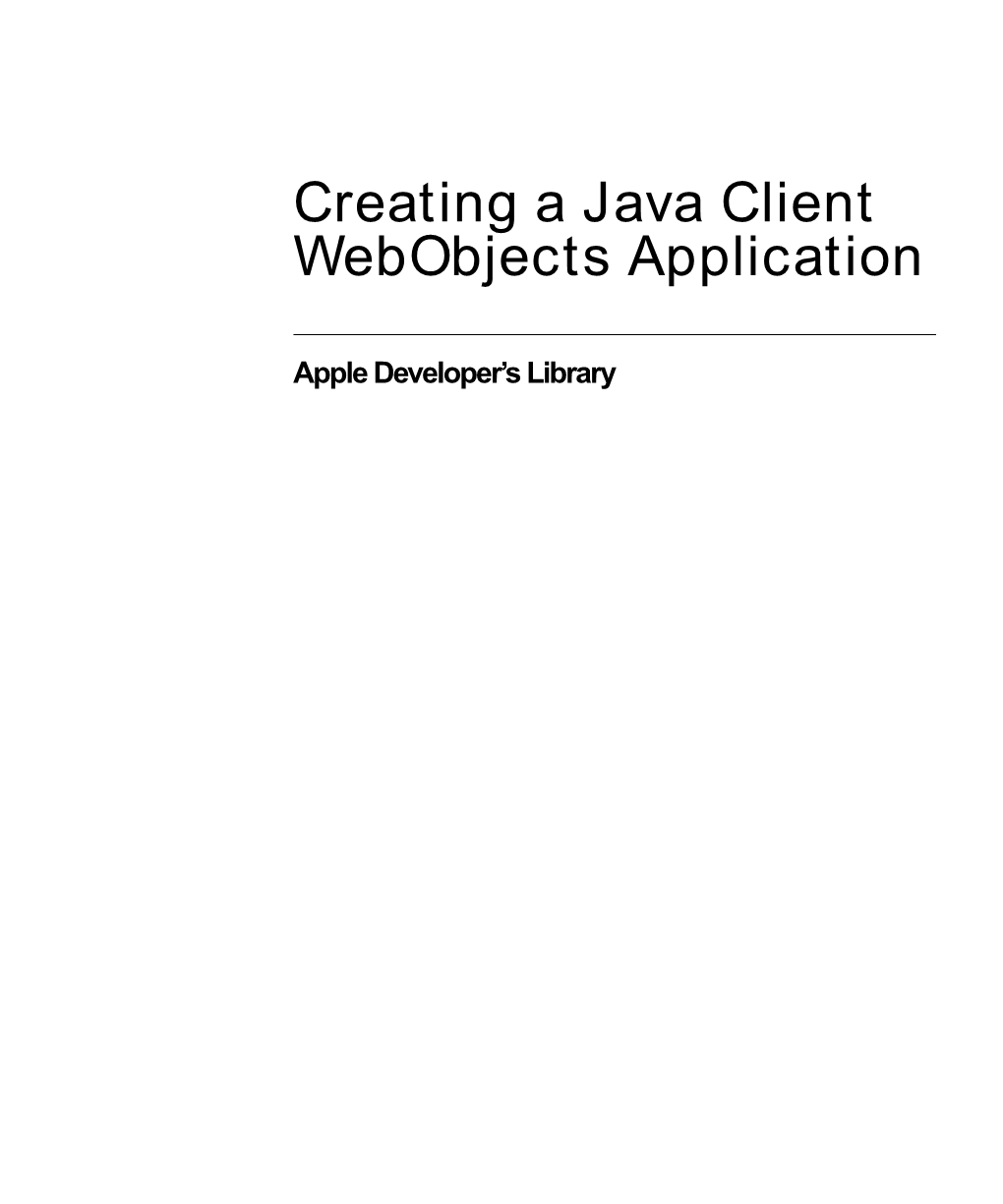 Creating a Java Client Webobjects Application