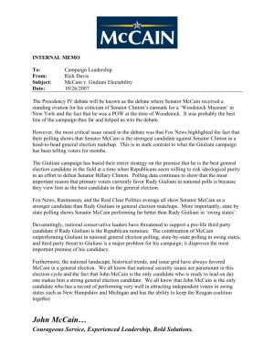 John Mccain… Courageous Service, Experienced Leadership, Bold Solutions