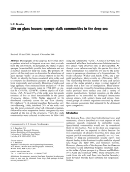Life on Glass Houses: Sponge Stalk Communities in the Deep Sea