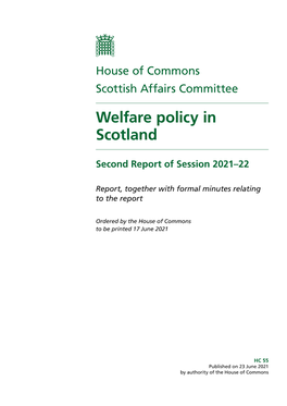 Welfare Policy in Scotland