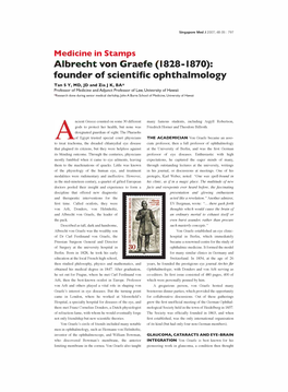 Medicine in Stamps Albrecht Von Graefe (1828-1870): Founder of Scientific Ophthalmology