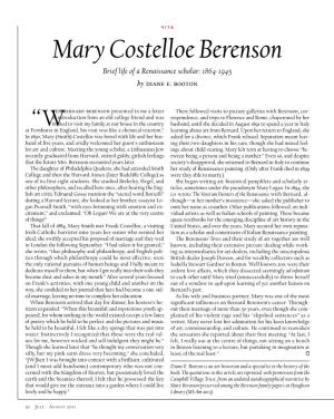 Mary Costelloe Berenson Brief Life of a Renaissance Scholar: 1864-1945 by Diane E