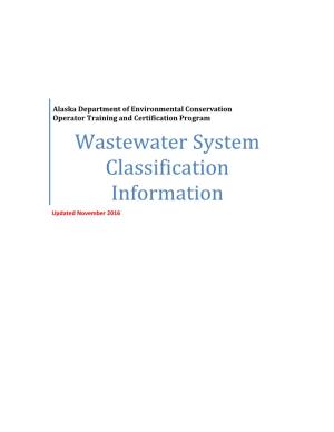 Wastewater System Classification Information