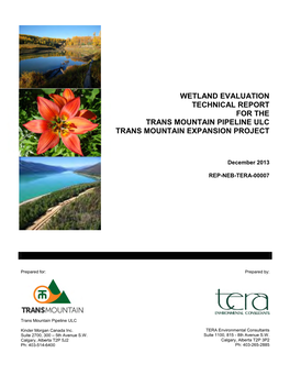 Wetland Evaluation Technical Report for the Trans Mountain Pipeline Ulc Trans Mountain Expansion Project