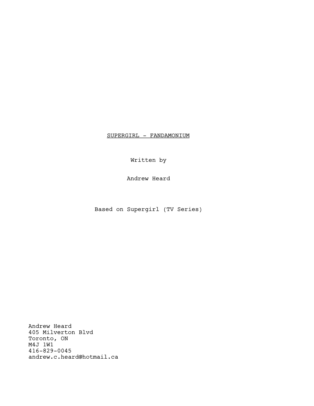 Supergirl Spec Script