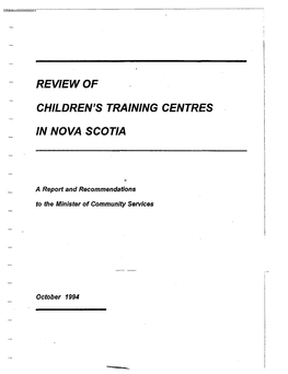 Review of Children's Training Centres in Nova Scotia