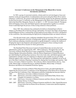 Governor's Conferences on the Management of the Illinois River