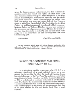 Barcid 'Proconsuls' and Punic Politics, 237-218 B.C