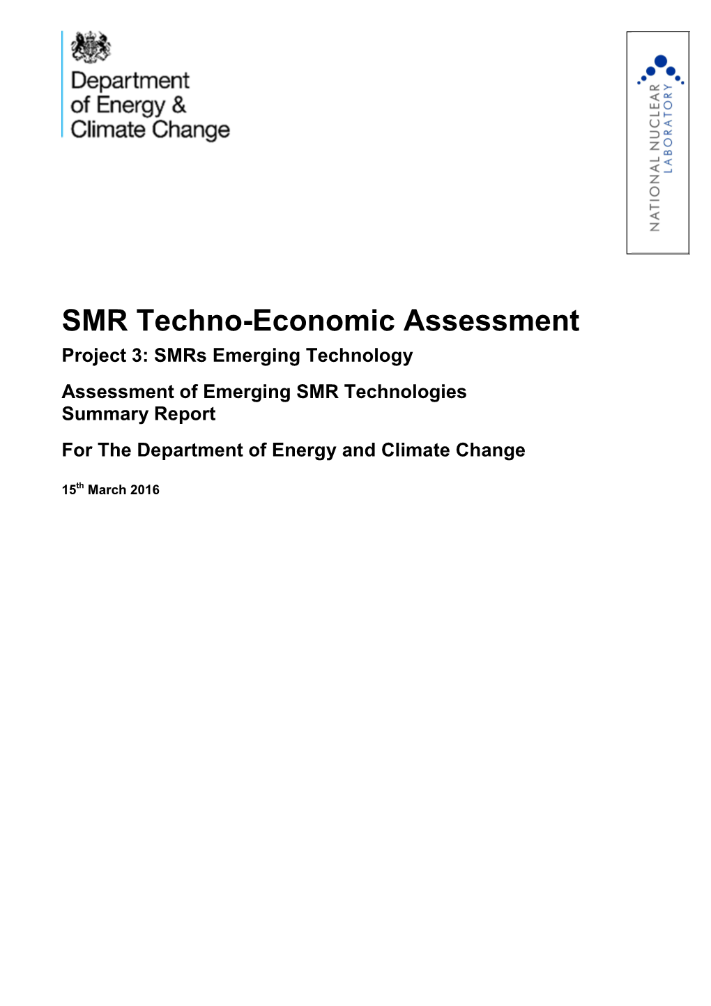 SMR Techno-Economic Assessment Project 3