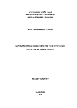 Universidade De São Paulo Instituto De Química De São Paulo Química Orgânica E Biológica