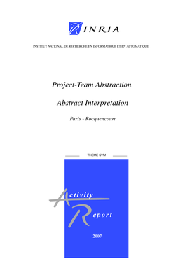 Project-Team Abstraction Abstract Interpretation