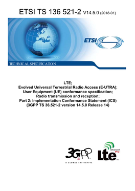 (E-UTRA); User Equipment (UE) Conformance