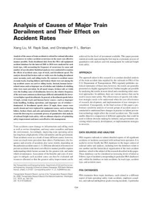 Analysis of Causes of Major Train Derailment and Their Effect on Accident Rates