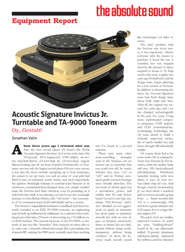 Acoustic Signature Invictus Jr. Turntable and TA-9000 Tonearm