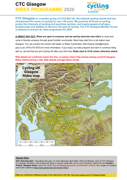 CTC Glasgow RIDES PROGRAMME 2020