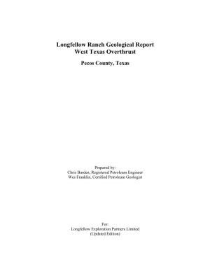 Longfellow Ranch Geological Report West Texas Overthrust