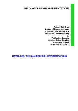 The Quanderhorn Xperimentations Download Free