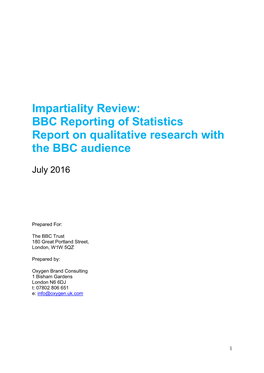 Impartiality Review: BBC Reporting of Statistics Report on Qualitative Research with the BBC Audience