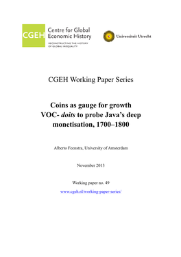 CGEH Working Paper Series Coins As Gauge for Growth