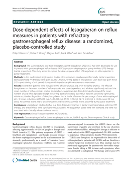 Dose-Dependent Effects of Lesogaberan on Reflux Measures In