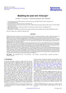 Modelling the Solar Twin 18 Scorpii? M