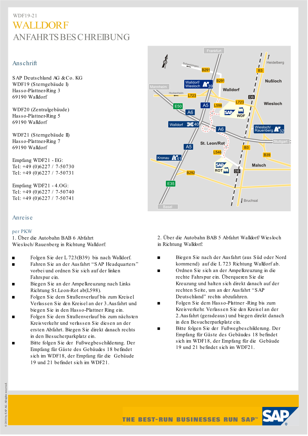 Walldorf Anfahrtsbeschreibung