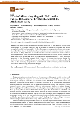 Effect of Alternating Magnetic Field on the Fatigue Behaviour of EN8 Steel and 2014-T6 Aluminium Alloy