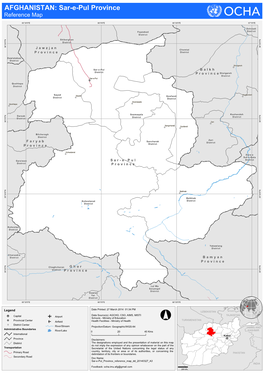 AFGHANISTAN: Sar-E-Pul Province Reference Map