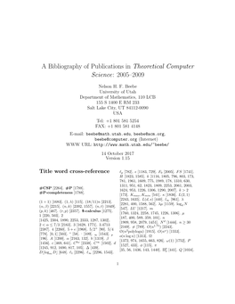 A Bibliography of Publications in Theoretical Computer Science: 2005–2009