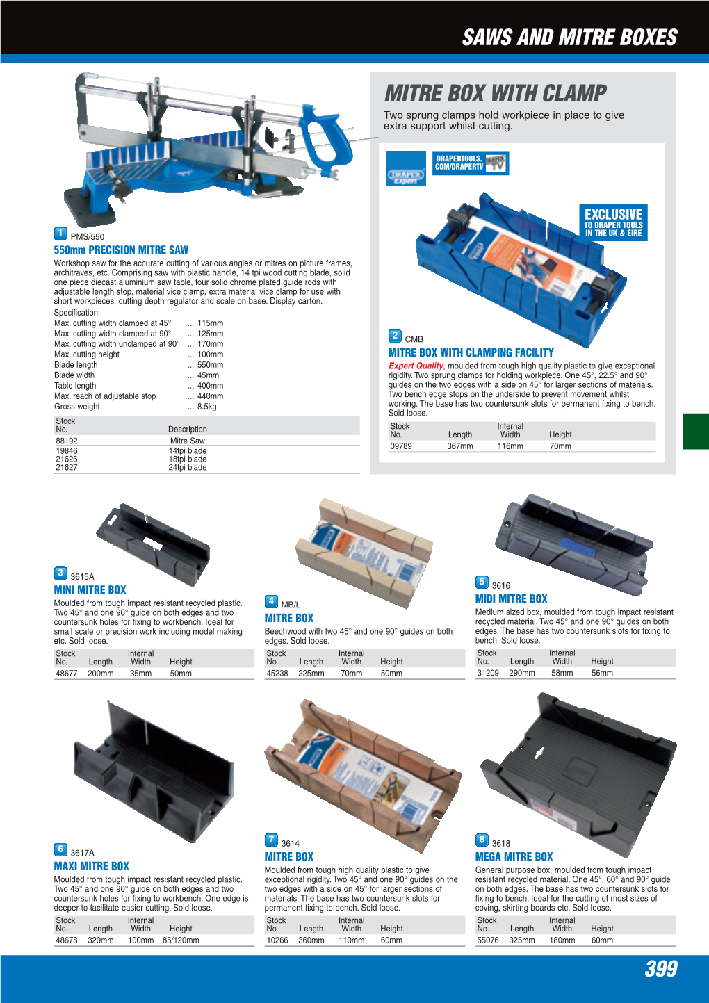 MITRE BOX with CLAMP Two Sprung Clamps Hold Workpiece in Place to Give Extra Support Whilst Cutting