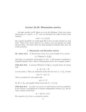 Lecture 24/25: Riemannian Metrics