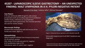 45207 - Laparoscopic Sleeve Gastrectomy – an Unexpected Finding: Malt Lymphoma in a H