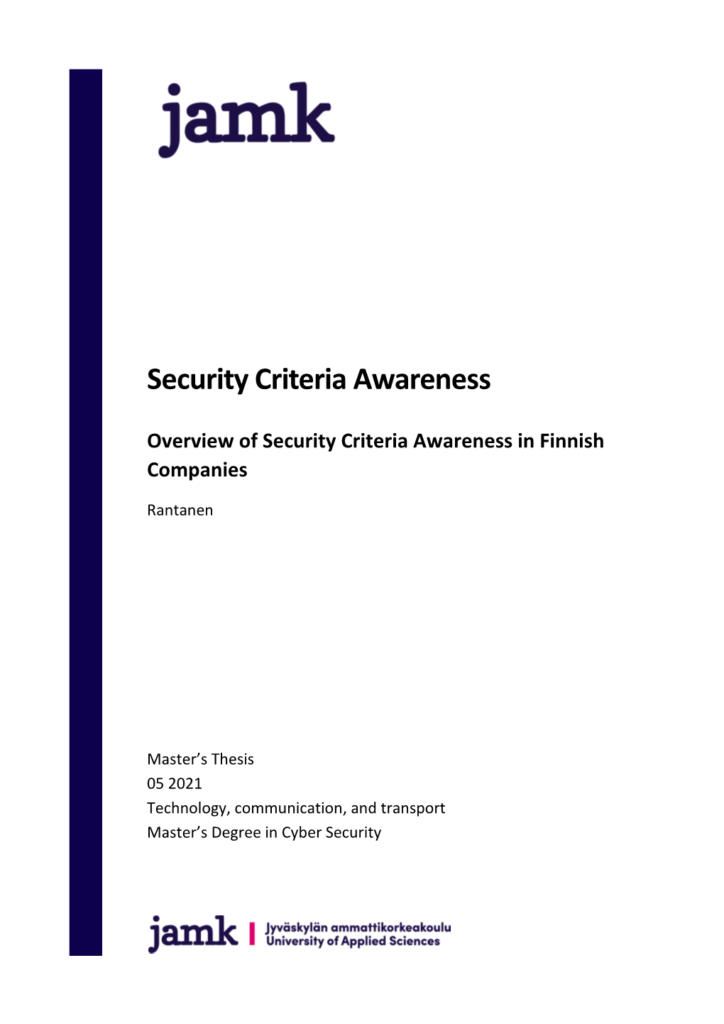 Security Criteria Awareness