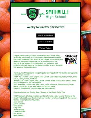Weekly Newsletter 10/30/2020