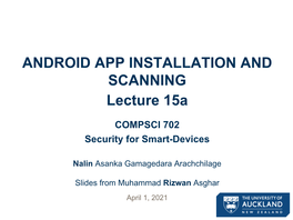 Android Ap Installation and Scanning