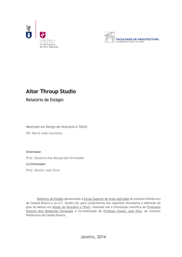 Aitor Throup Studio Relatório De Estágio
