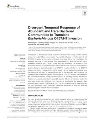 Divergent Temporal Response of Abundant and Rare Bacterial Communities to Transient Escherichia Coli O157:H7 Invasion