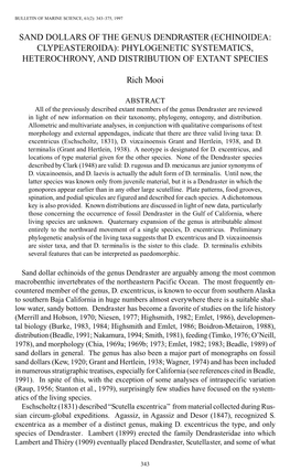 Sand Dollars of the Genus &lt;I&gt;Dendraster&lt;/I