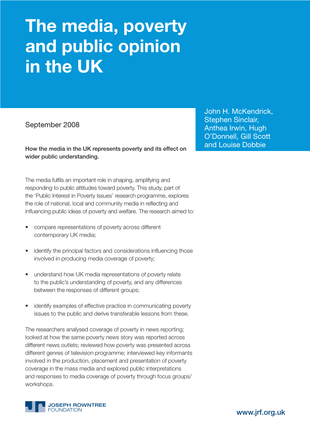 The Media, Poverty and Public Opinion in the UK